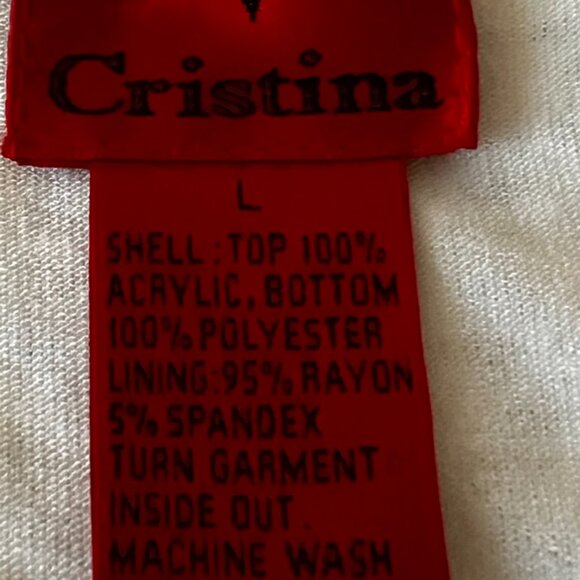 V Cristina Long Multi-Textured Cream Sweater Tunic, Lg - Picture 5 of 7